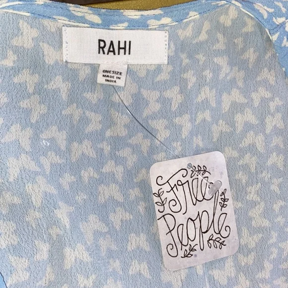 Free People RAHI Blue Butterfly Duster Kimono Size OS/ALL Beach Coverup - Picture 6 of 16